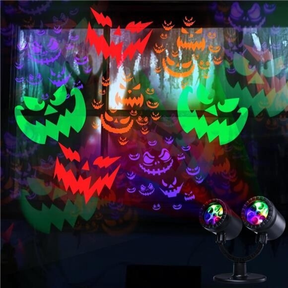 Halloween Projector Lights Outdoor, Double Head Dynamic Halloween - Picture 2 of 7